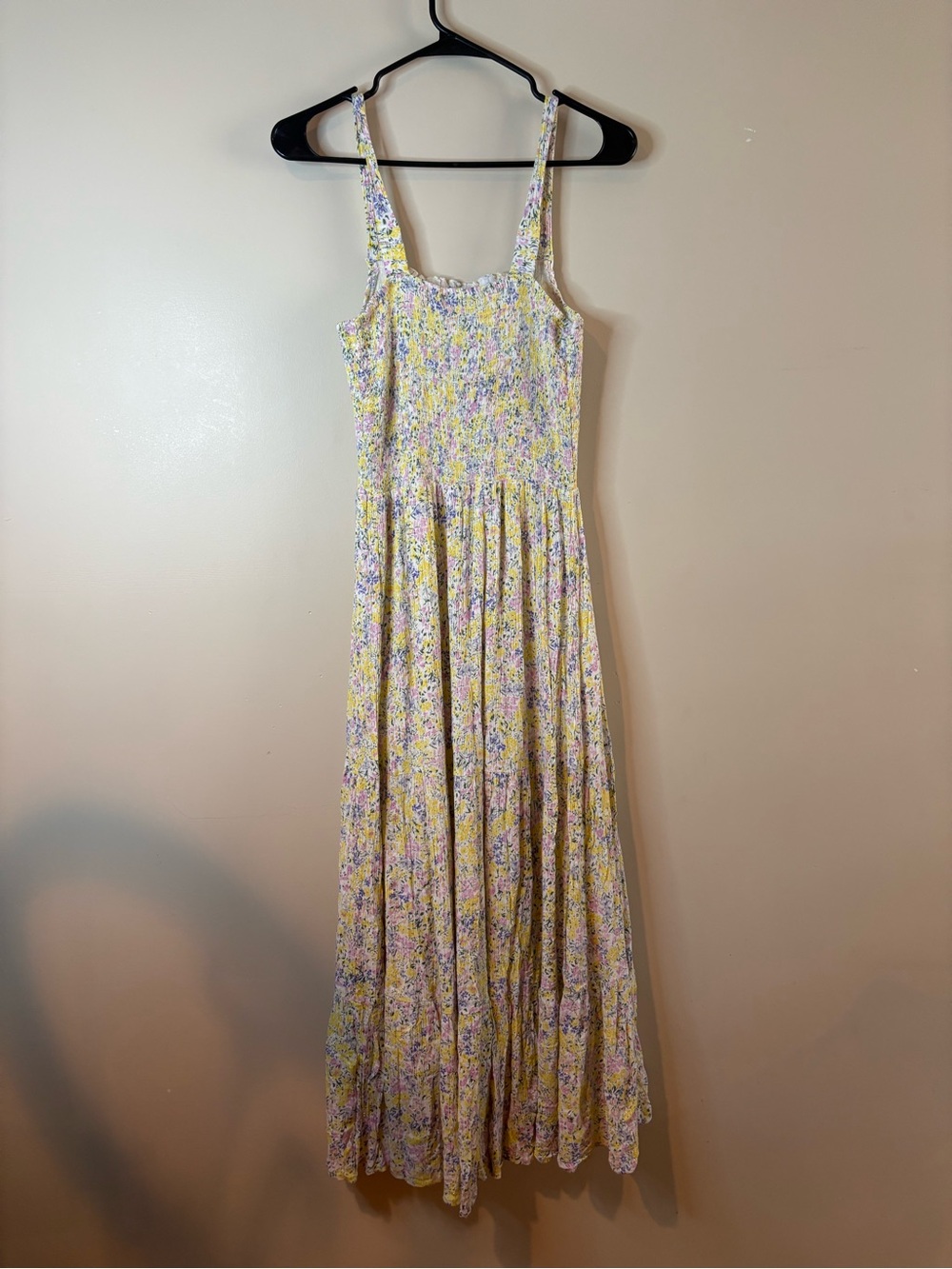 Black Tape Yellow Ditsy Floral Smocked Maxi Dress EUC - Picture 8 of 9